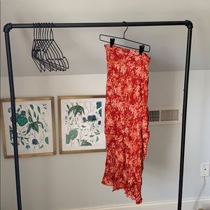 Red floral Free people maxi skirt
